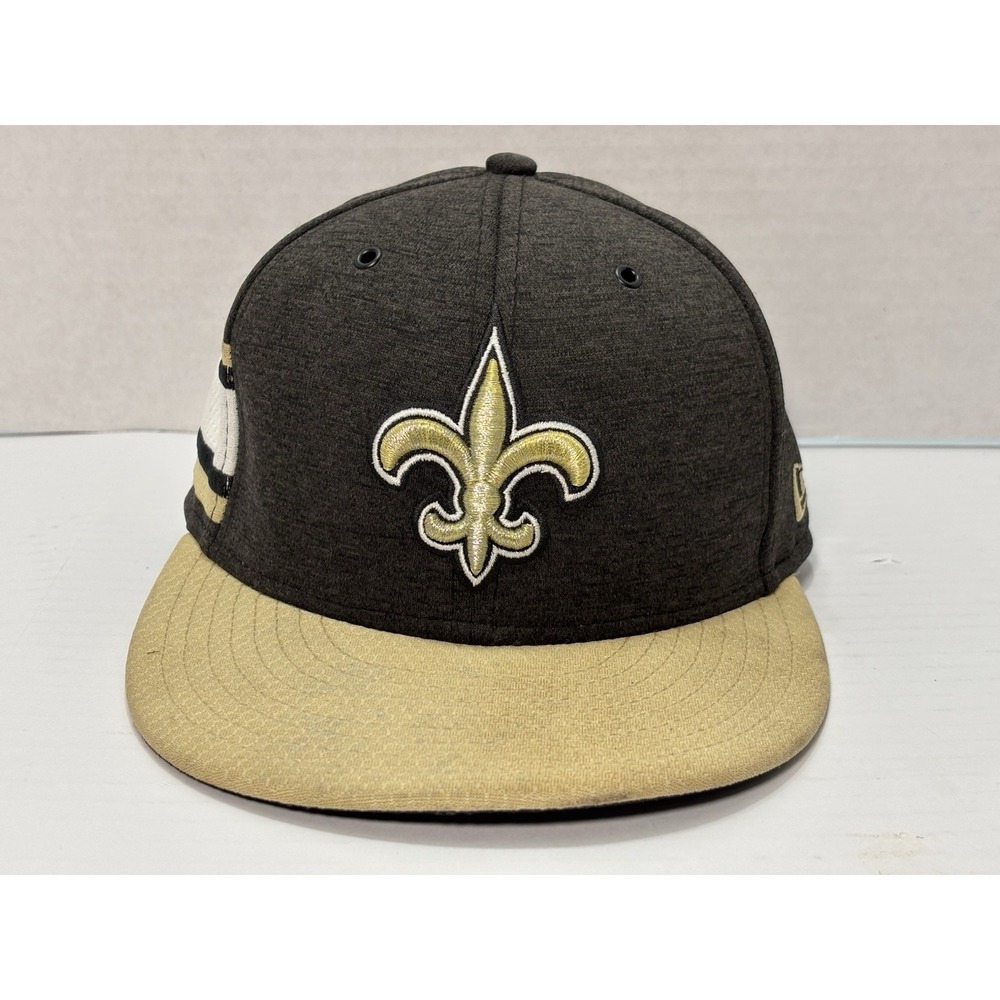New Era 59Fifty New‎ Orleans Saints Hat Cap Fitted 7 1/8 Black NFL Football